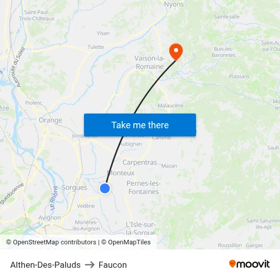 Althen-Des-Paluds to Faucon map