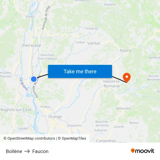 Bollène to Faucon map