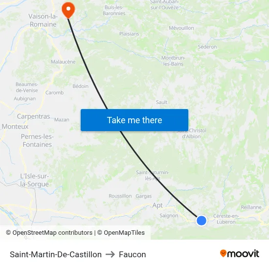 Saint-Martin-De-Castillon to Faucon map