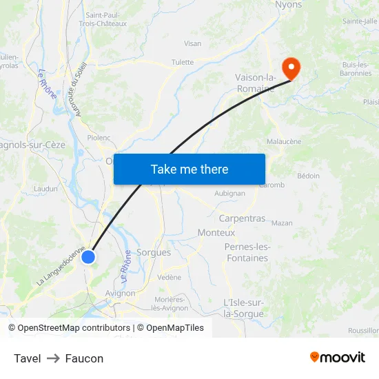 Tavel to Faucon map