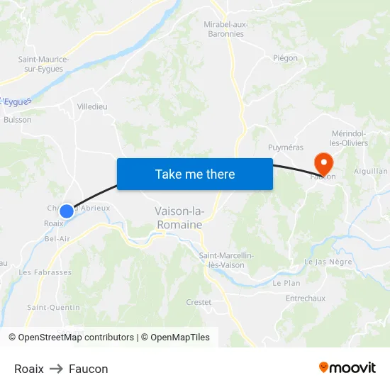 Roaix to Faucon map