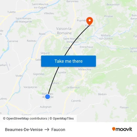 Beaumes-De-Venise to Faucon map