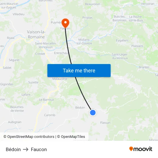 Bédoin to Faucon map