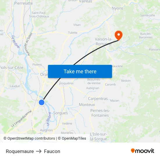 Roquemaure to Faucon map