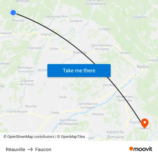 Réauville to Faucon map