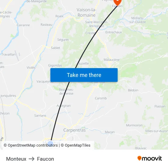 Monteux to Faucon map