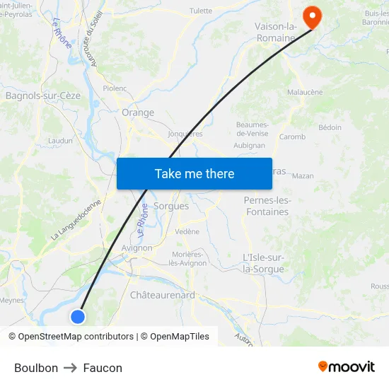 Boulbon to Faucon map