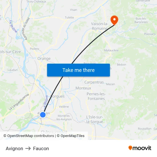 Avignon to Faucon map