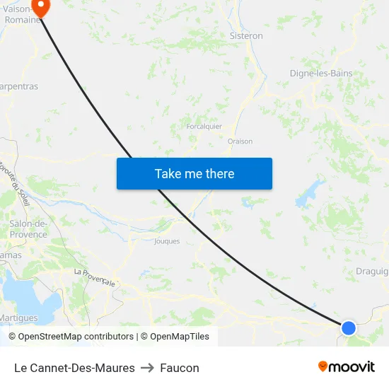 Le Cannet-Des-Maures to Faucon map