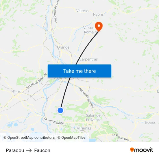 Paradou to Faucon map