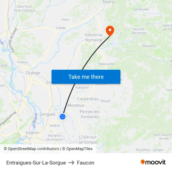 Entraigues-Sur-La-Sorgue to Faucon map