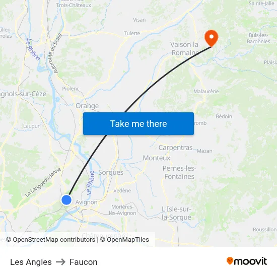Les Angles to Faucon map