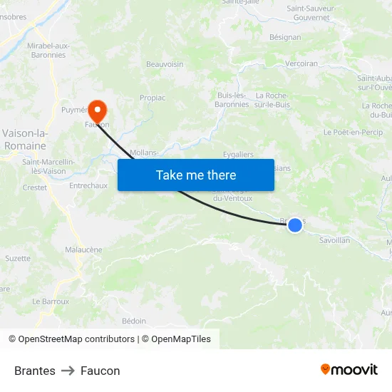 Brantes to Faucon map