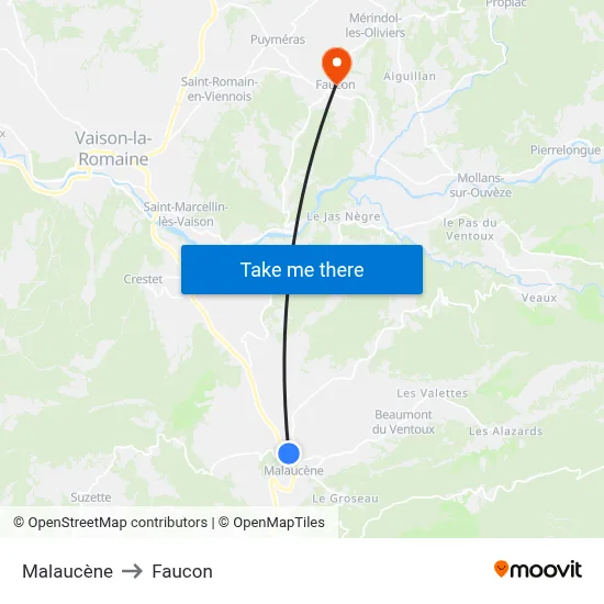 Malaucène to Faucon map