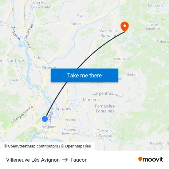Villeneuve-Lès-Avignon to Faucon map