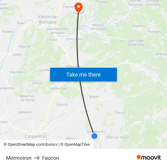 Mormoiron to Faucon map