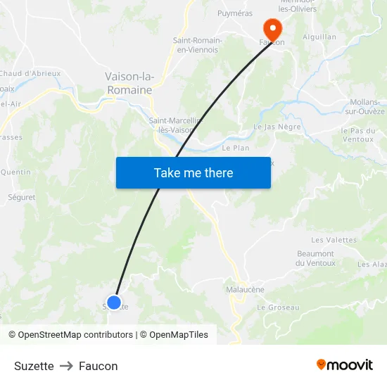 Suzette to Faucon map