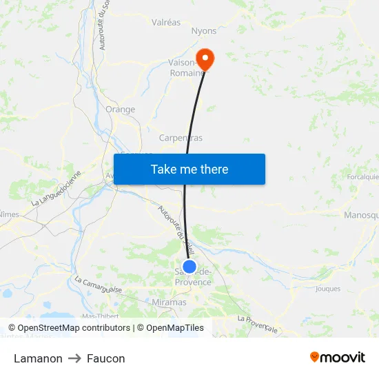 Lamanon to Faucon map