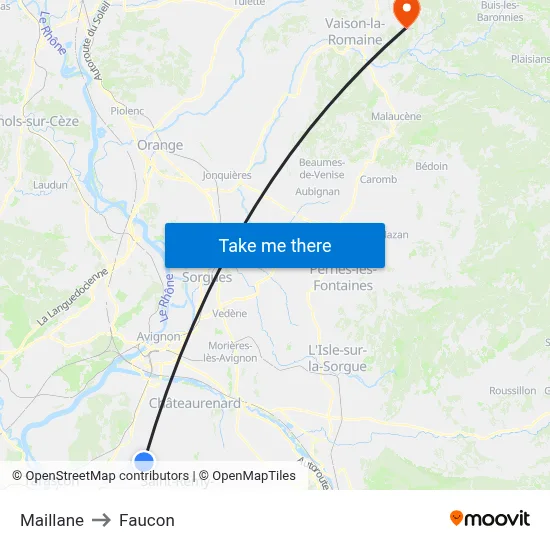 Maillane to Faucon map