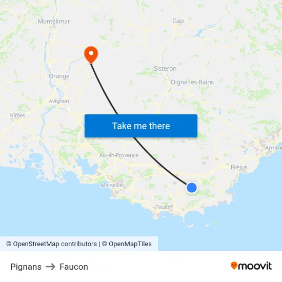Pignans to Faucon map