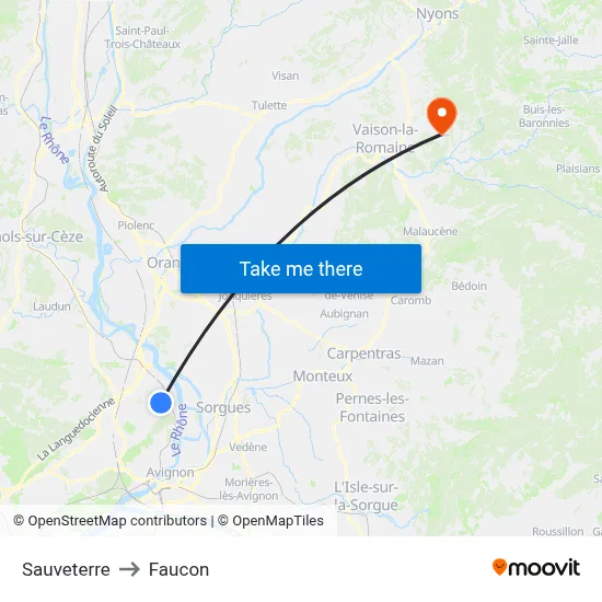 Sauveterre to Faucon map
