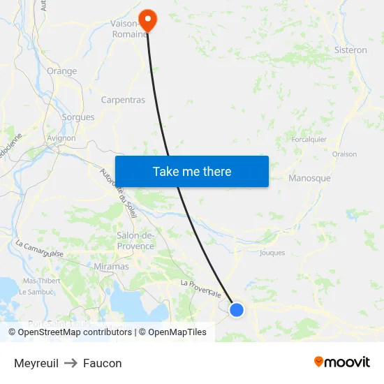 Meyreuil to Faucon map