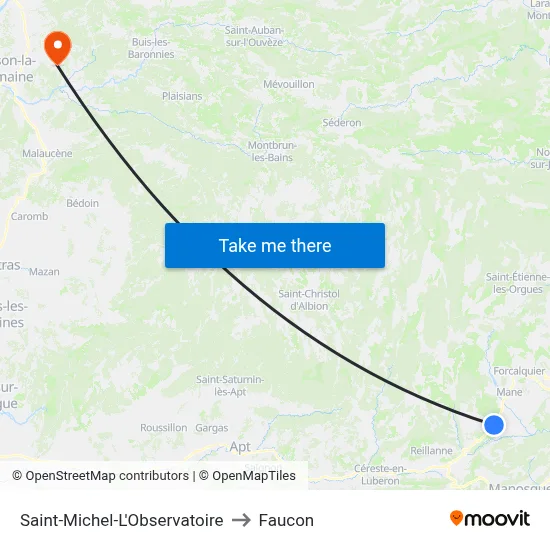 Saint-Michel-L'Observatoire to Faucon map