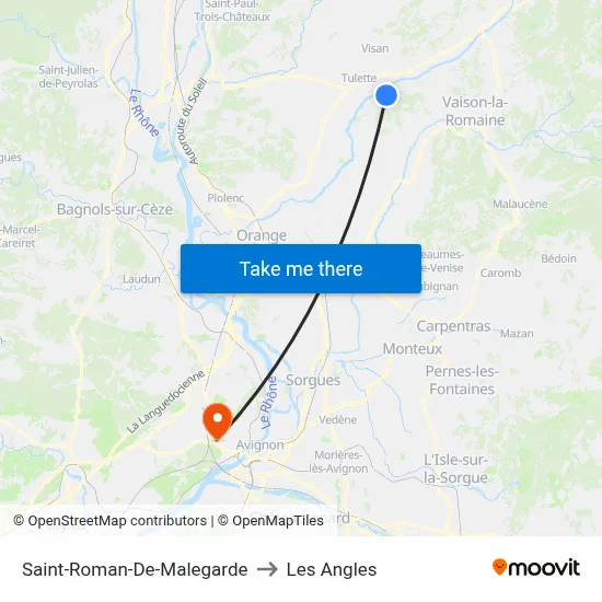 Saint-Roman-De-Malegarde to Les Angles map