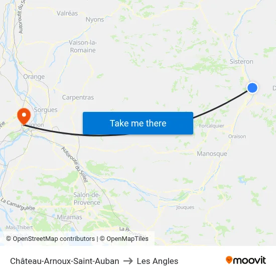 Château-Arnoux-Saint-Auban to Les Angles map
