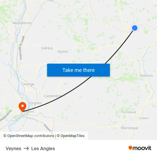Veynes to Les Angles map