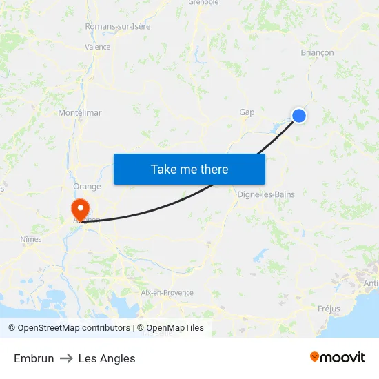 Embrun to Les Angles map