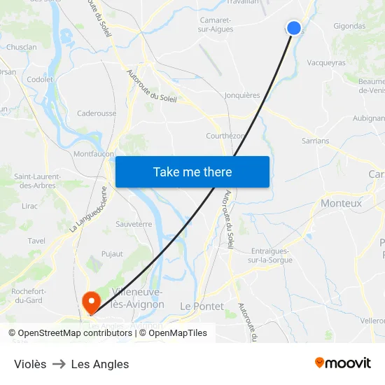 Violès to Les Angles map