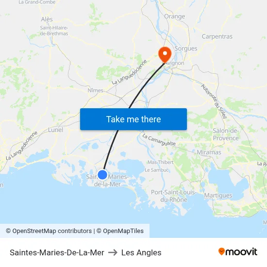Saintes-Maries-De-La-Mer to Les Angles map