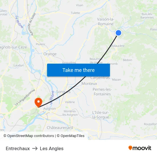 Entrechaux to Les Angles map