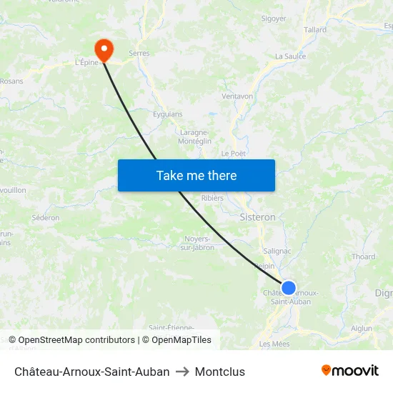 Château-Arnoux-Saint-Auban to Montclus map