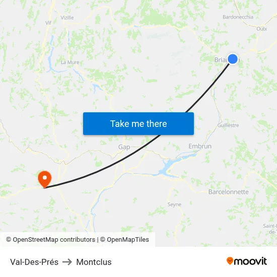 Val-Des-Prés to Montclus map