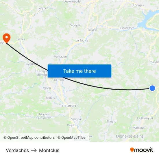 Verdaches to Montclus map