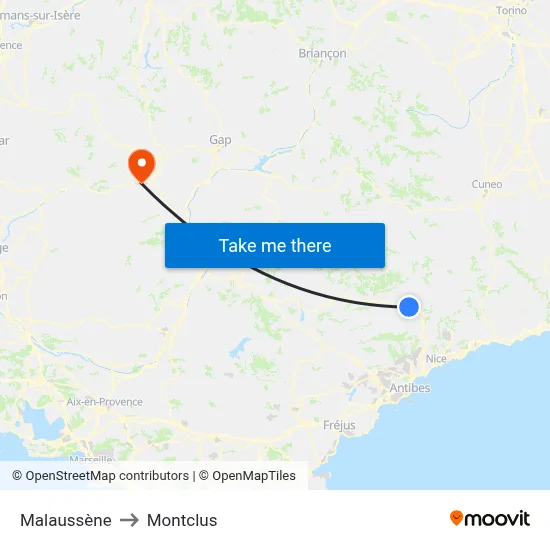 Malaussène to Montclus map
