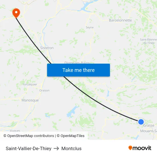 Saint-Vallier-De-Thiey to Montclus map