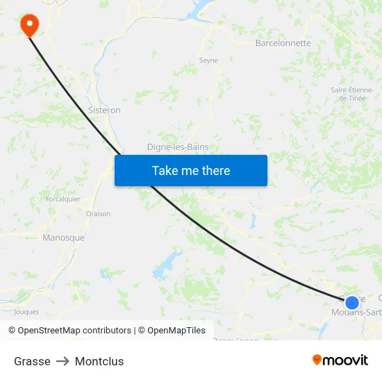 Grasse to Montclus map