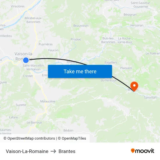 Vaison-La-Romaine to Brantes map