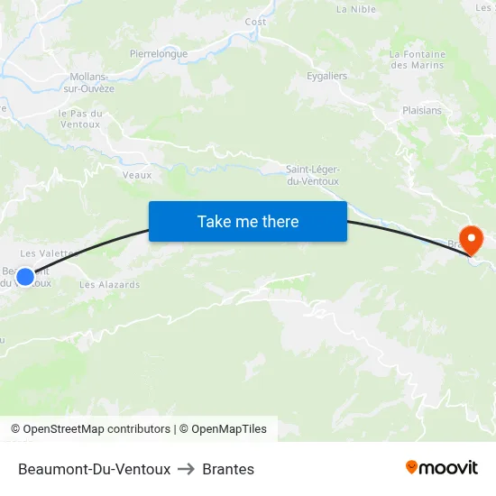 Beaumont-Du-Ventoux to Brantes map