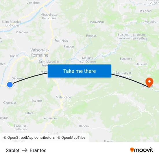 Sablet to Brantes map