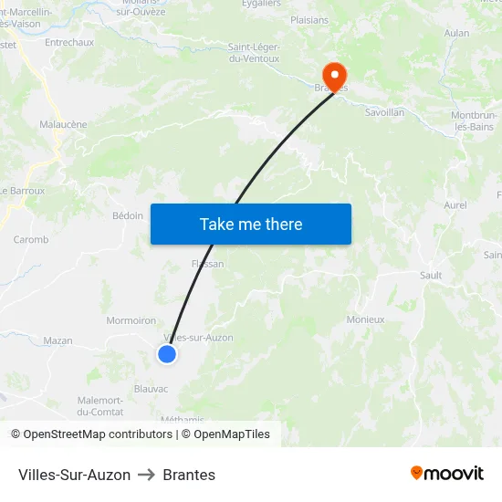 Villes-Sur-Auzon to Brantes map