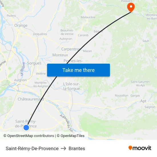 Saint-Rémy-De-Provence to Brantes map
