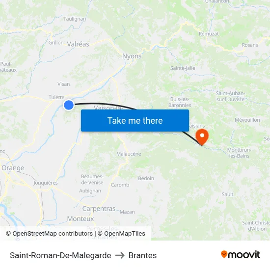 Saint-Roman-De-Malegarde to Brantes map