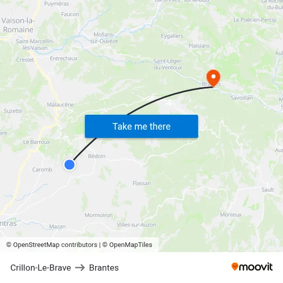 Crillon-Le-Brave to Brantes map