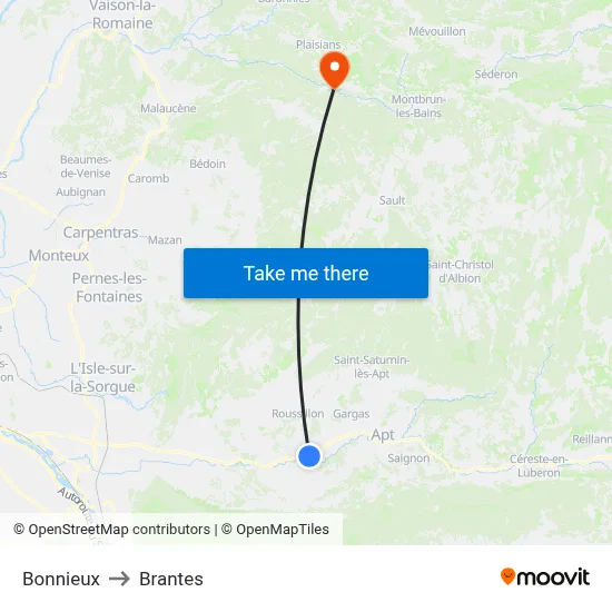 Bonnieux to Brantes map