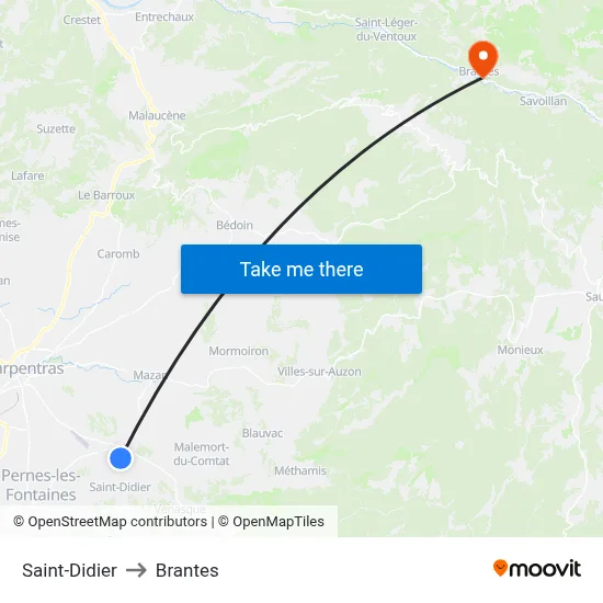 Saint-Didier to Brantes map