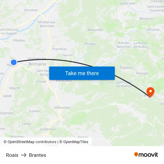 Roaix to Brantes map
